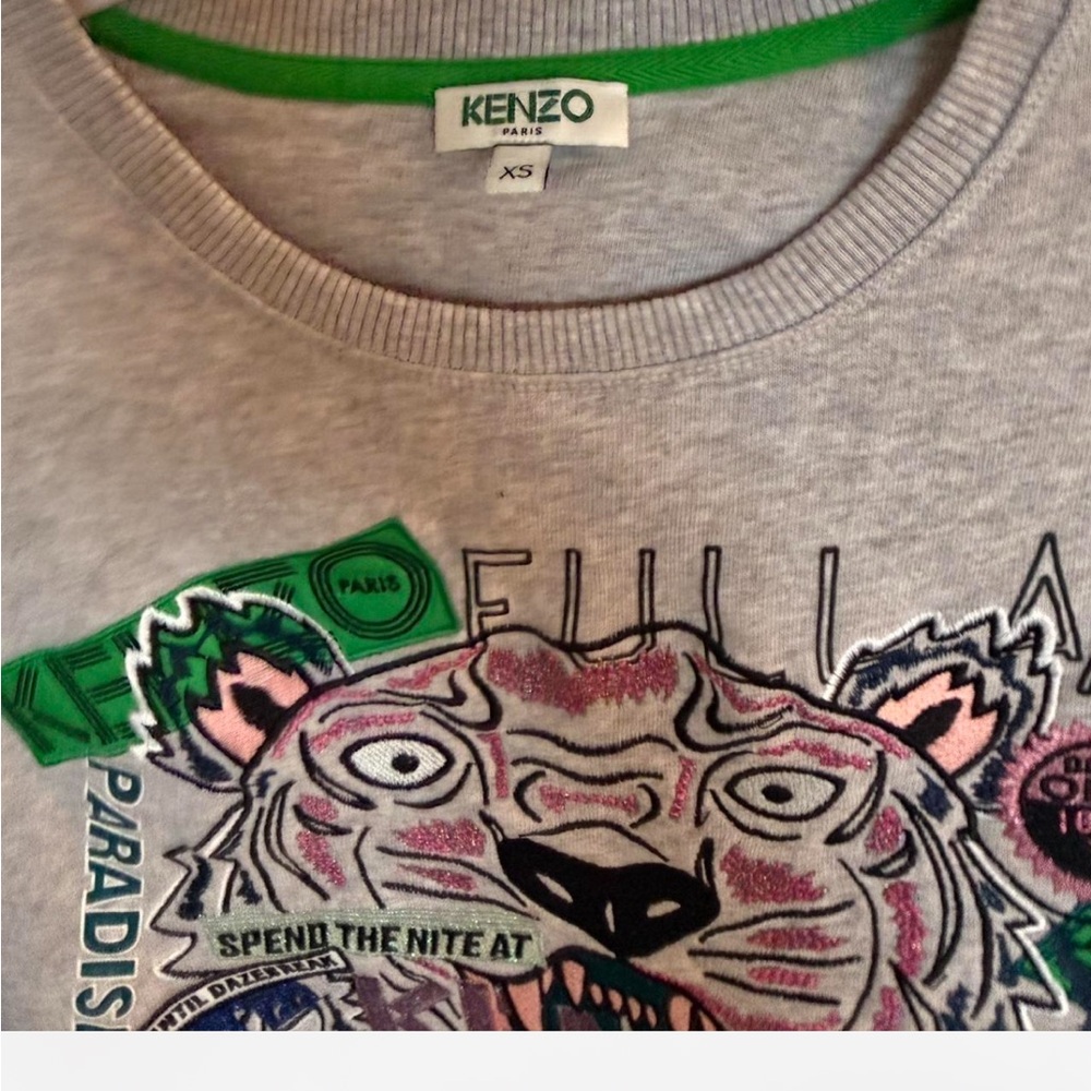 Kenzo Grey Sweatshirt with Multicolor Tiger Graphic - Picture 4 of 6